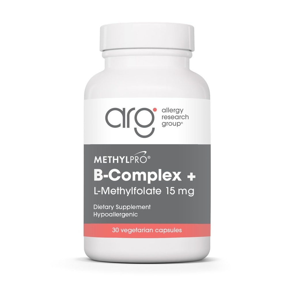 MetilPro B-Complex + L-metilfolāts 15 mg - metilēts B vitamīna komplekss sievietēm un vīriešiem, šūnu enerģijas nesējs ar folātu, niacīnu un biotīnu, VIT B papildinājums - 30 Vegan kapsulas