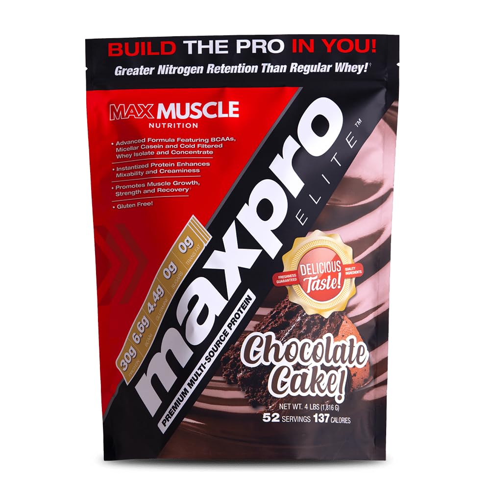 Makss Muskulis Maxpro Elite Sūkalu Olbaltumvielas Pulveris - 30g Olbaltumvielas - 0g Cukurs - 6,6g BCAAs -Micellar Casein Auksti filtrēts Sūkalu Izolāts Olbaltumvielas - Veicināt muskuļu augšanu un atgūšanu (šokolādes kūka, 4lb)