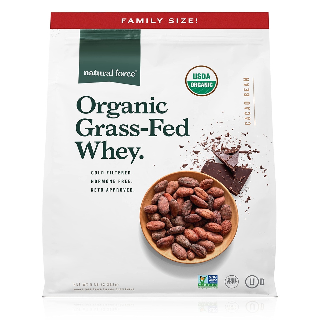 Dabiskais spēks Sūkalu olbaltumvielu pulveris – Šokolāde, 5 lbs – Zālaugu barotnes Organic, Pure, Keto & Paleo Friendly, Low Carb, Kosher, ne ĢMO – Ģimenes izmērs A2 Proteīns