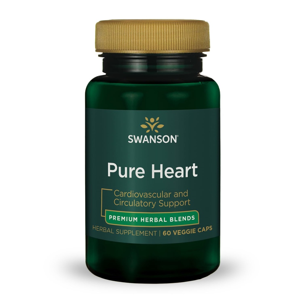 Swanson Pure Heart Sirds un asinsvadu asinsrites veselība Antioksidants Resveratrol Asinsspiediena Holesterīns Atbalsts Augu papildinājums 60 Veggie kapsulas (Veg Caps) Vegan