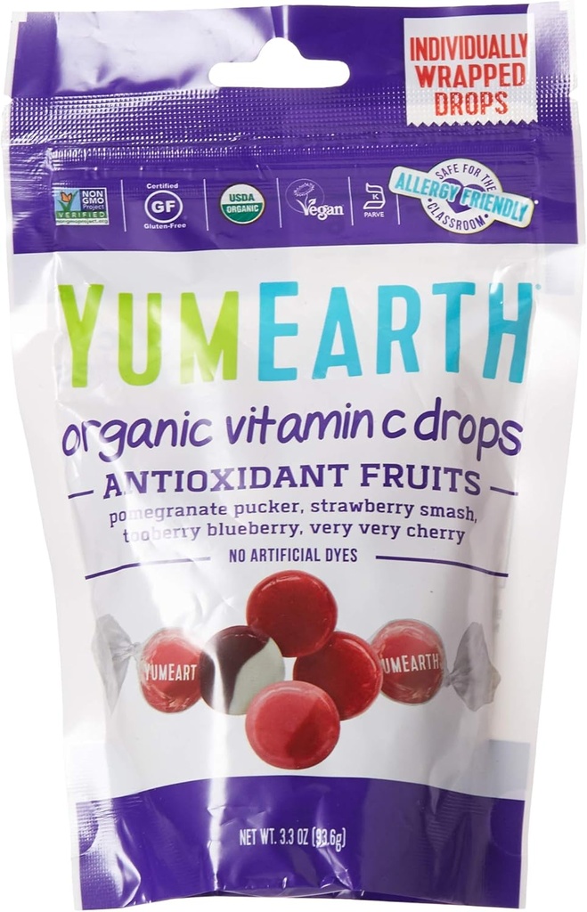 Jummy Earth Organiskais vitamīns C Nokrīt Antioksi augļu, 3.3 Ziede