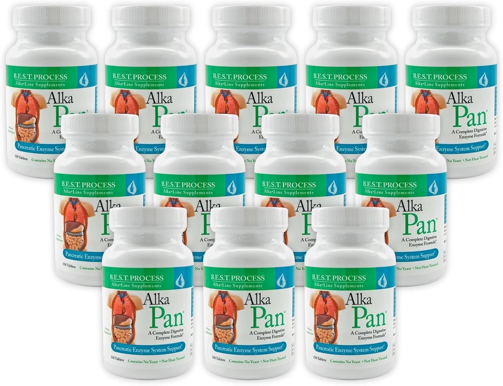Alka•Pan (12 Pack) Labākais procesa sārms – Dabīgs gremošanas papildinājums – Aizkuņģa dziedzera enzīmi ar antioksidantu Rich Superfoods & Gremošanas herbs