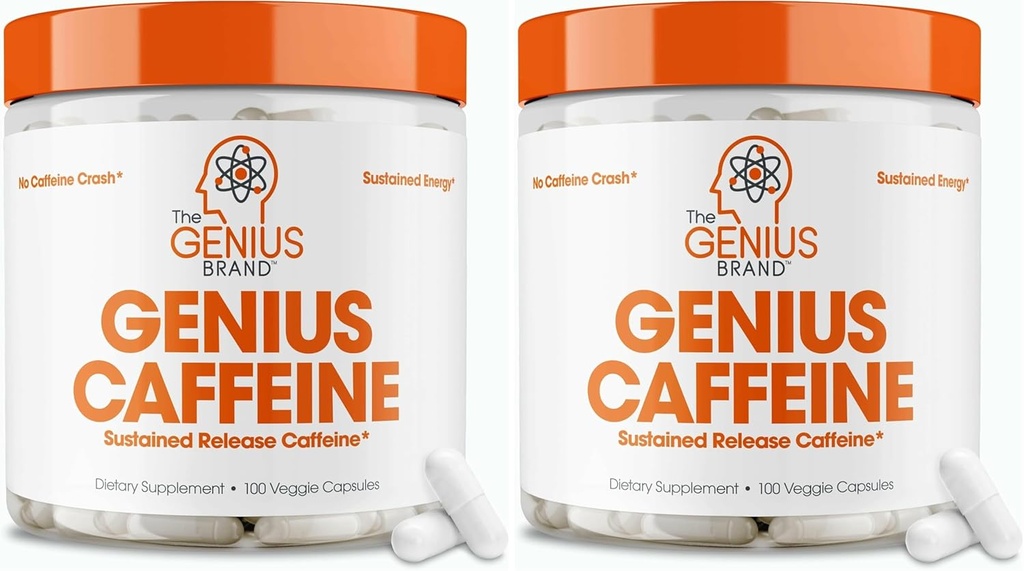 Kofeīns Tabletes 100mg, Paplašināta-atbrīvošana Mikrokapsulēti kofeīns Tabletes - All-Natural Ne-Crash ilgstoša enerģija, Focus & Koncentrācija papildinājums - Nootrop Brain Booster - 100 kapsulas