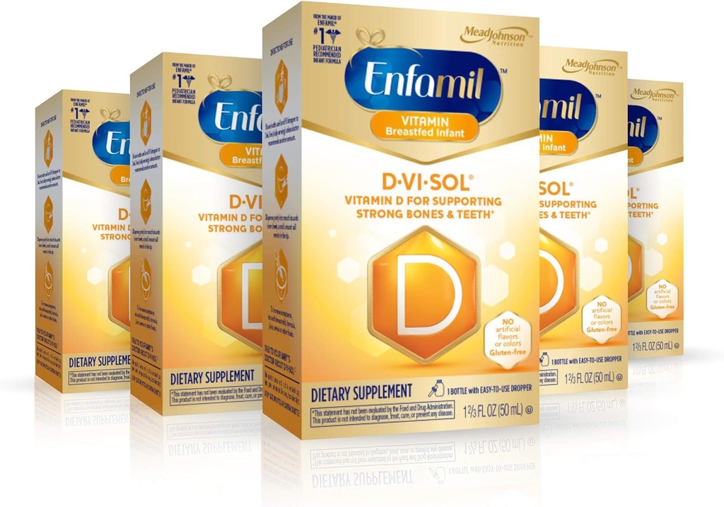 50 ml Enfamil D-Vi-Sol vitamīna D papildinājuma pilieni (5 iepakojumi)