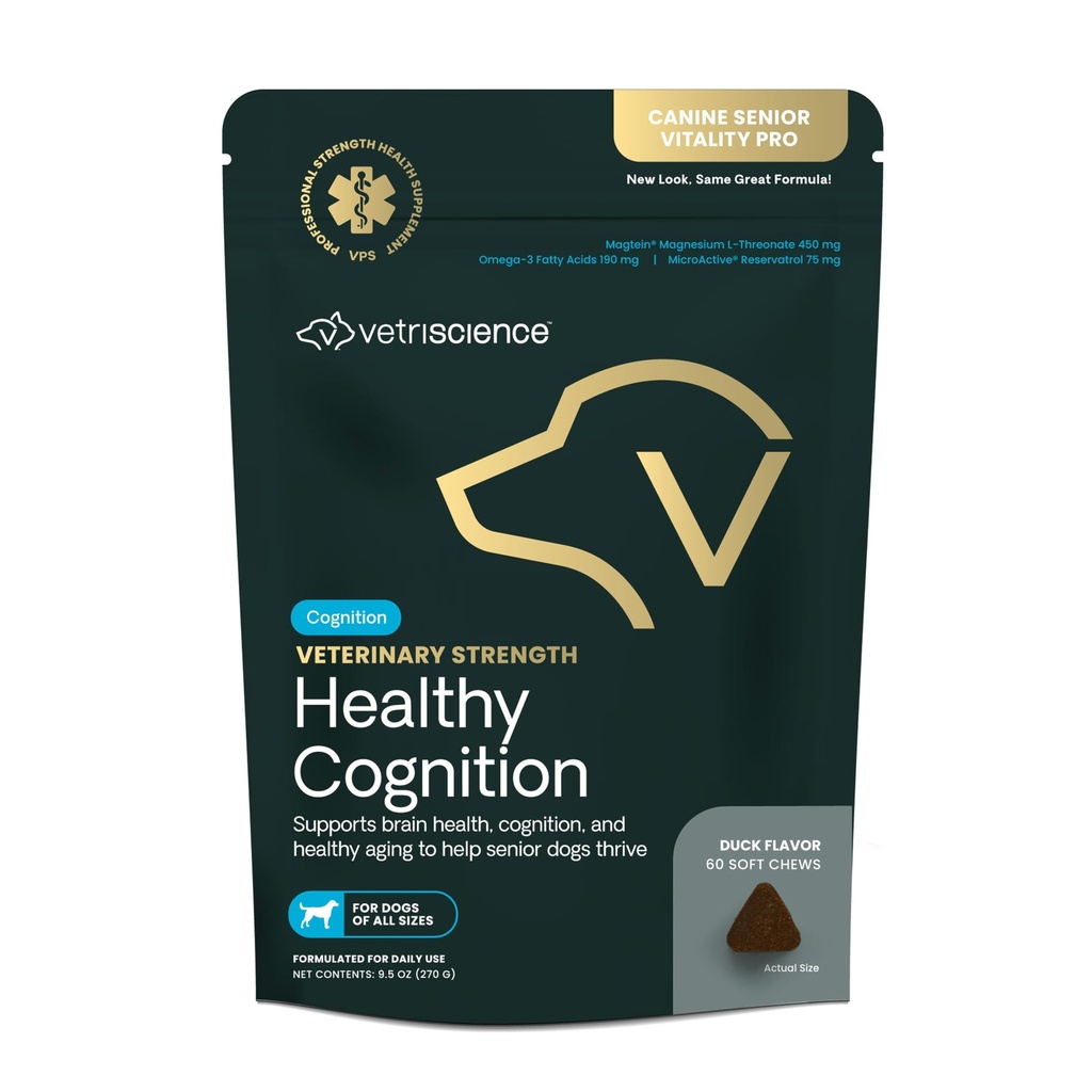 VetriScience Veterinārā Strength Veselīgas izziņas chews - Senior Wellness Papildinājums suņiem - Atbalsta izziņas, Imūnās funkcijas un vielmaiņa - 60 Skaits