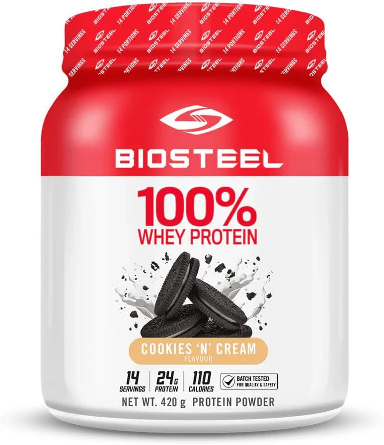 BIOSTEEL 100% Sūkalu proteīna pulveris - Cookies & Cream, 14 Servē, 24g Olbaltumvielas, Sūkalu Proteīns Pro Sportistiem, bez cukura, rBGH, non-GMO, uzlabota reģenerācija un muskuļu ēka