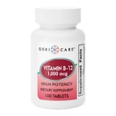 GeriCare vitamīns B-12 1000mcg High potencial tabletes, Premium Diētiskā papildinājums pastiprināt enerģiju, atbalstot smadzeņu veselību, un saglabājot veselīgu nervu sistēmu 100 skaits (paka 1)