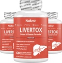 NuBest LiverTox - Premium aknu veselības formula - aknu tīrīšana, detokss un remonts - ar piena daiviņu, holīnu, bitēm, turmeriku, artišoku un dedelionu - 3 mēnešu piegādes