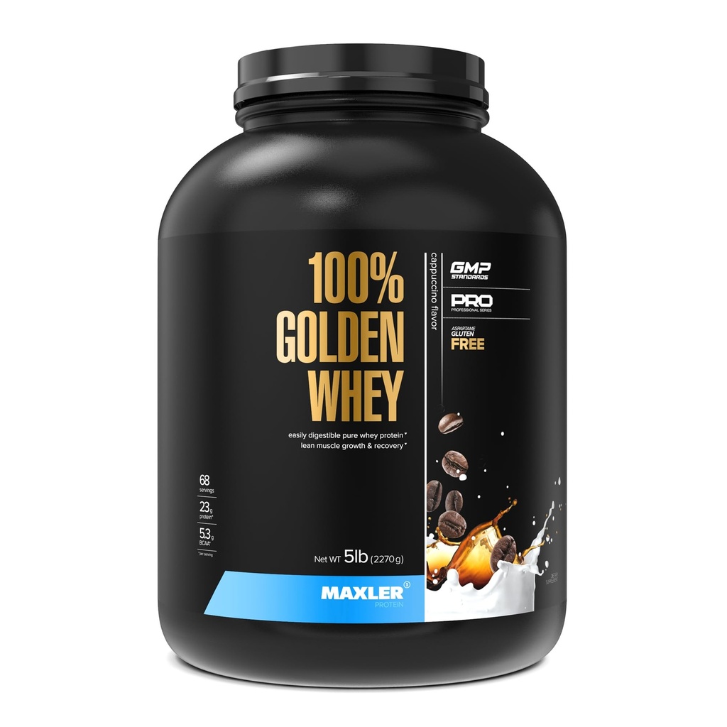 Makslers 100% Zelta sūkalu proteīns - 23g proteīna per apkalpo - Premium sūkalu olbaltumvielu pulveris pirms post Workout - Ātri absorbējošu sūkalu koncentrāts, Izolāts un hidrolizāts Blend - Cappuccino 5 lb