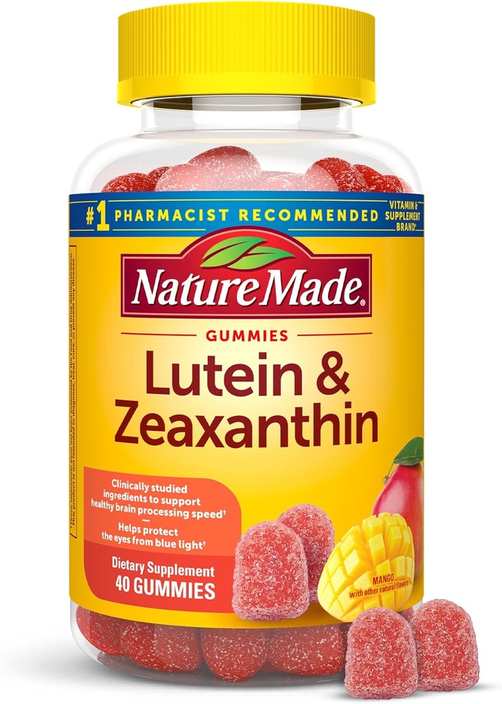 Daba Made Lutein & Zeaxanthin Gummies, Acu un smadzeņu papildinājums, 40 Vegan Gummies, 20 dienu piegādes