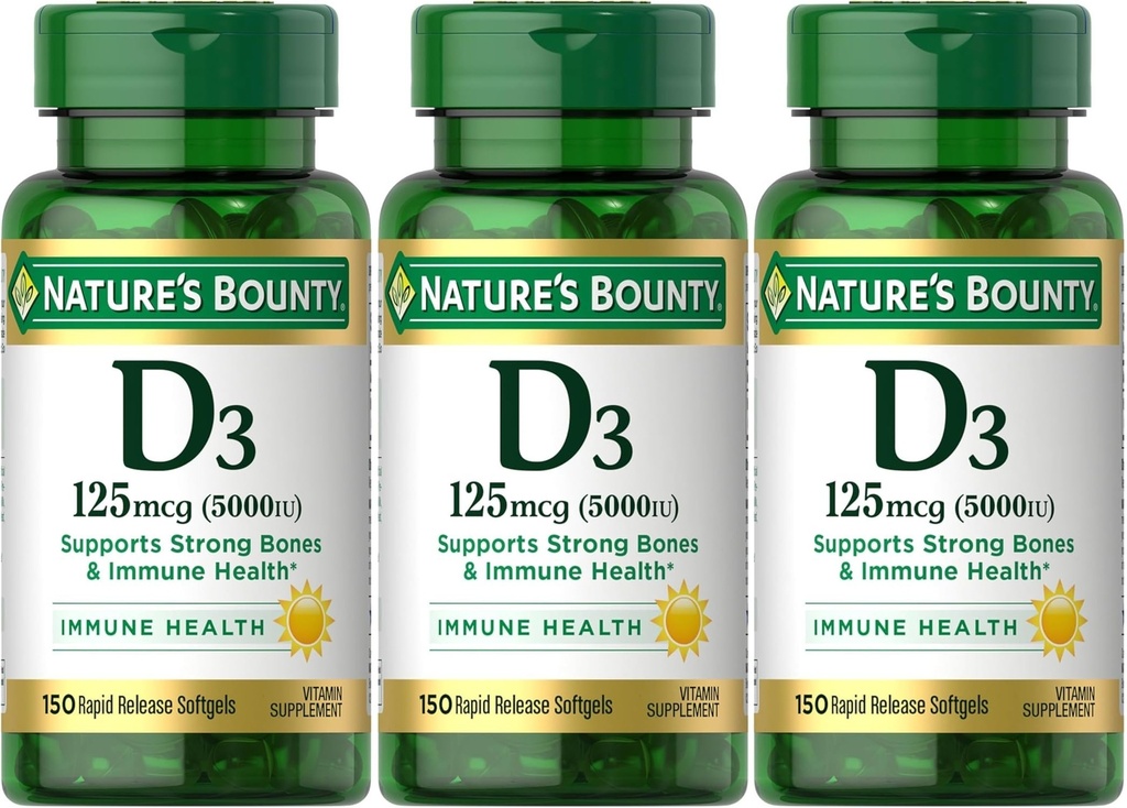 D3 vitamīns 125 μg-5000 SV Sofgeli, maksimālais stiprums 150 ea (3. iepakojumā)