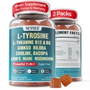 11-IN-1 Smadzeņu papildinājums atmiņai un fokusam ar L-tirozīna L-teanīnu, metilēts B12 & B6, Lion's Mane Mushroom, Ginkgo Biloba, Bacopa Monnieri, Focus, Nootropic, Energy, 2Packs