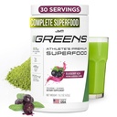 JYM Greens Super pārtikas pulveris veiktspējas, melleņu Acai, Spirulina, Sēnes, Vitamīni, BroccoPhane & Broccoli, Vīrieši un sievietes, 30 Kalpo