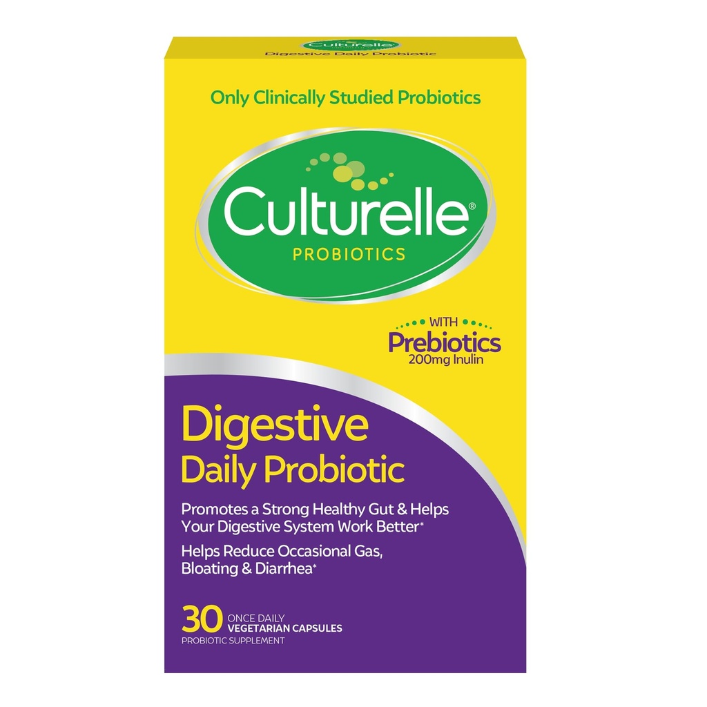 Culturelle Daily Probiotic kapsulas vīriešiem un sievietēm, visvairāk klīniski Studed Probiotic celms, Gremošanas & Gut Veselība, Atbalsta Neregulāra Caureja, Gāze & Uzpūšanās, 1 Mēnesis Piedāvājums, 30 CT
