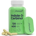 LongLifeNutri Indole-3-Carbinol 400mg - 120 Vegeterian Capsules, 4-Mēness Supply, Organic Papildinājums Hormonu balanss un šūnu veselību, Lab Tested, Ražots ASV