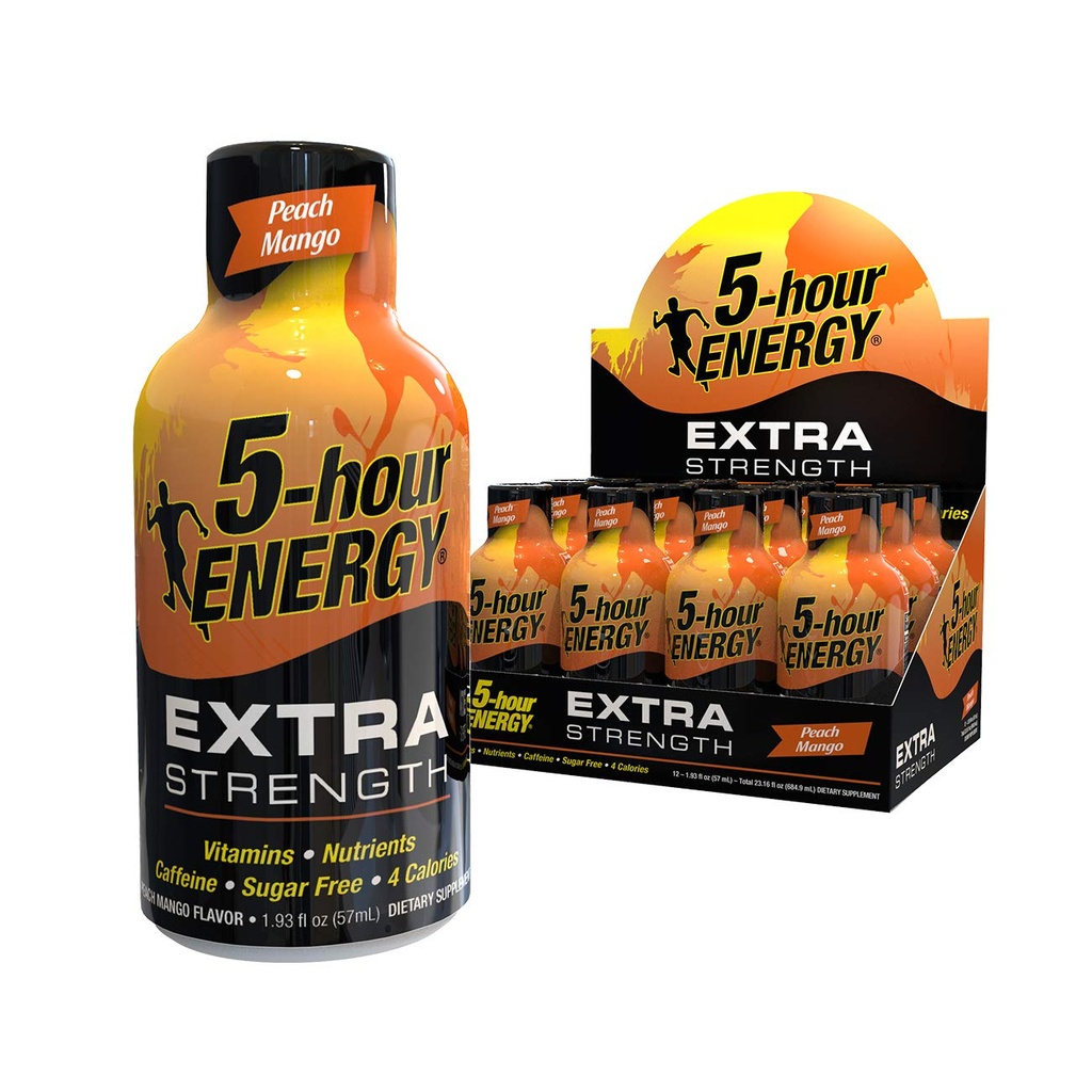 5 stundu ENERGY Shot, Extra Strength, Peach Mango, 1,93 Ounce, 12 grāfs