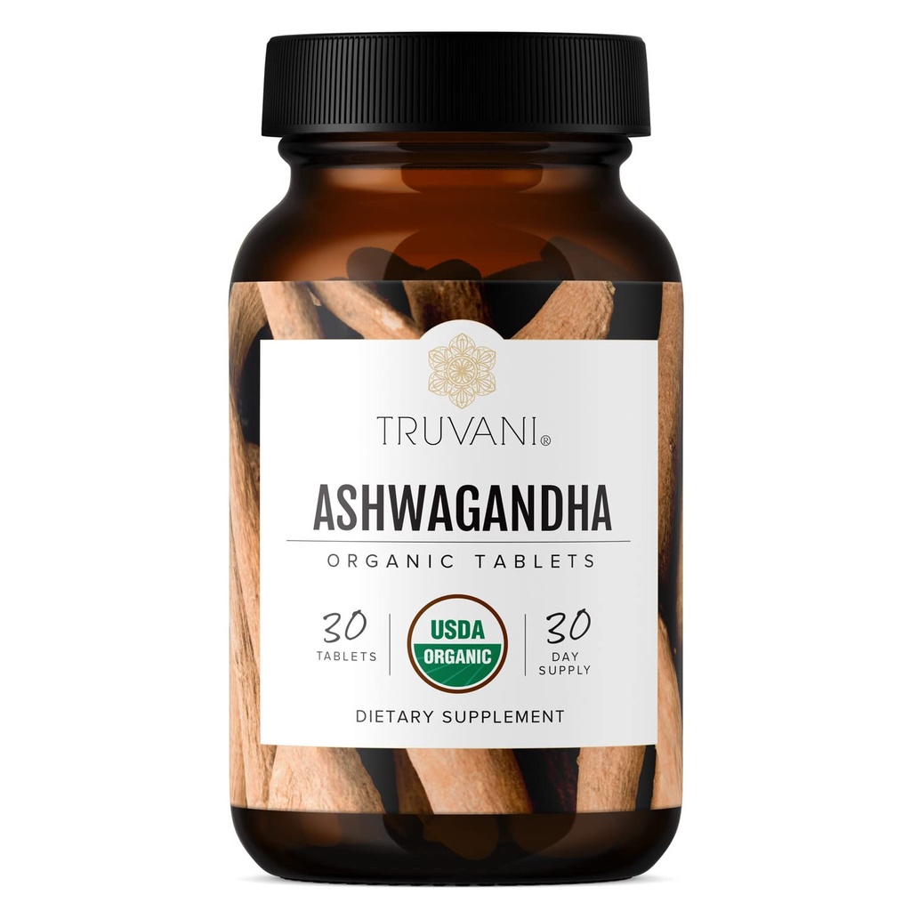 Truvani Organic Ashwagandha ; Dienas enerģija , Pozitīvs Mood Support , Atbalsta smadzeņu veselību ; Atbalsts muskuļu augšanu un izturību ; Veselīga miega atbalsts ; Non-GMO ; 30 Day Supply