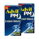 Advil PM Liqui-Gels sāpes Reliver un nakts miega palīglīdzeklis, sāpes Medicīna ar Ibuprofēnu sāpju mazināšanai un difenhidramīna HCL miega palīglīdzeklim - 2x80 šķidrās pildītās kapsulas