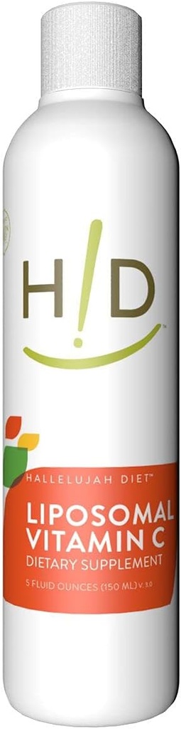 HALLELUJAH DIET Liposomālais C vitamīna šķidruma papildinājums - Uzlabots imūns atbalsts, Superior Absorbcija Lipid-Encapsulated Formula, 1-5 Ziedes pudele,