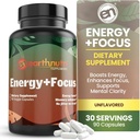 EarthNutri Energy + Focus pielikums - Enerģijas palielināšana un atmiņas uzlabošana ar PeakO2, AlphaSize, Cognizin, PurCaf, Theacrine, Acetyl L-karnitīns un L-tirozīns - 3 kapsulas Per Servē