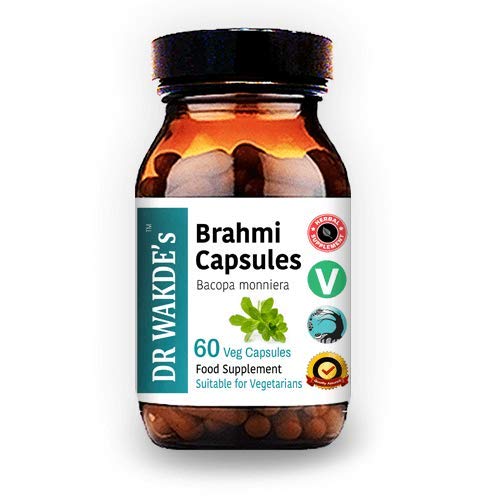 DR WAKDE'S Brahmi kapsulas (Bacopa monniera, 60 Veg Caps, Augu bāzes papildinājums, Ayurvedic Herb, All Natural, Vegan)