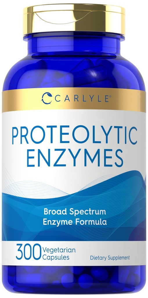 Carlyle Proteolytic Fermenti -300 kapsulas - Sistēmiskais plaša spektra papildinājums - Veģetārs, bez GMO un lipekļa formula