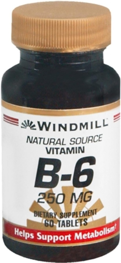Vējdzirnavas vitamīns B-6 250 mg Tabletes 60 tabletes (iepakojums pa 2)