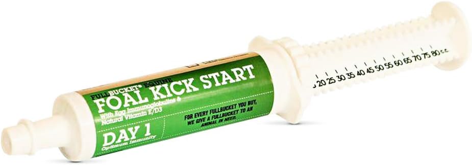 FullBucket Equine Foal Kickstart Paste – Ideāls jaundzimušo kumeļi dienā 1, lai atbalstītu veselīgu imūnās un gremošanas sistēmas veselību, 1 caurule