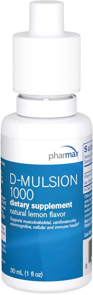Farmaceitiskā viela D-mulsija -šķidrums Emulģēts D vitamīns - 1 fl. oz. - Dabīgs citronu pulveris