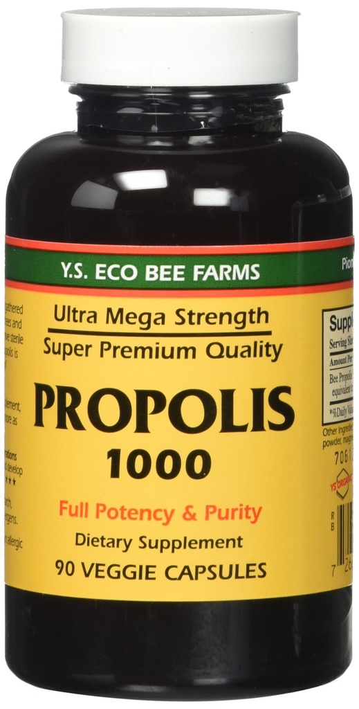 Propolis-Raw Nepārstrādāts 1000mg Y.S. Organic Bee Farms 90 Caps