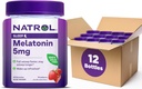 Natrol 5mg Melatonīna Gumijas, Miega atbalsts pieaugušajiem, Melatonīna piedevas miegam, 60 zemeņu gumijas, 30 dienu piegādes (12. iepakojumā)