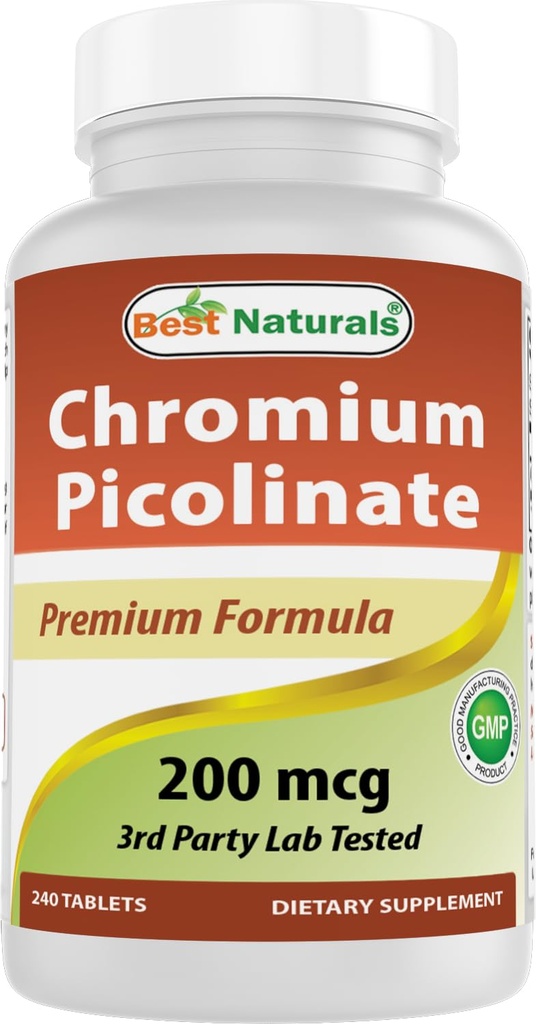 Labākā dabas Hroma Picolinate tabletes, 200 μg, 240 Skaits