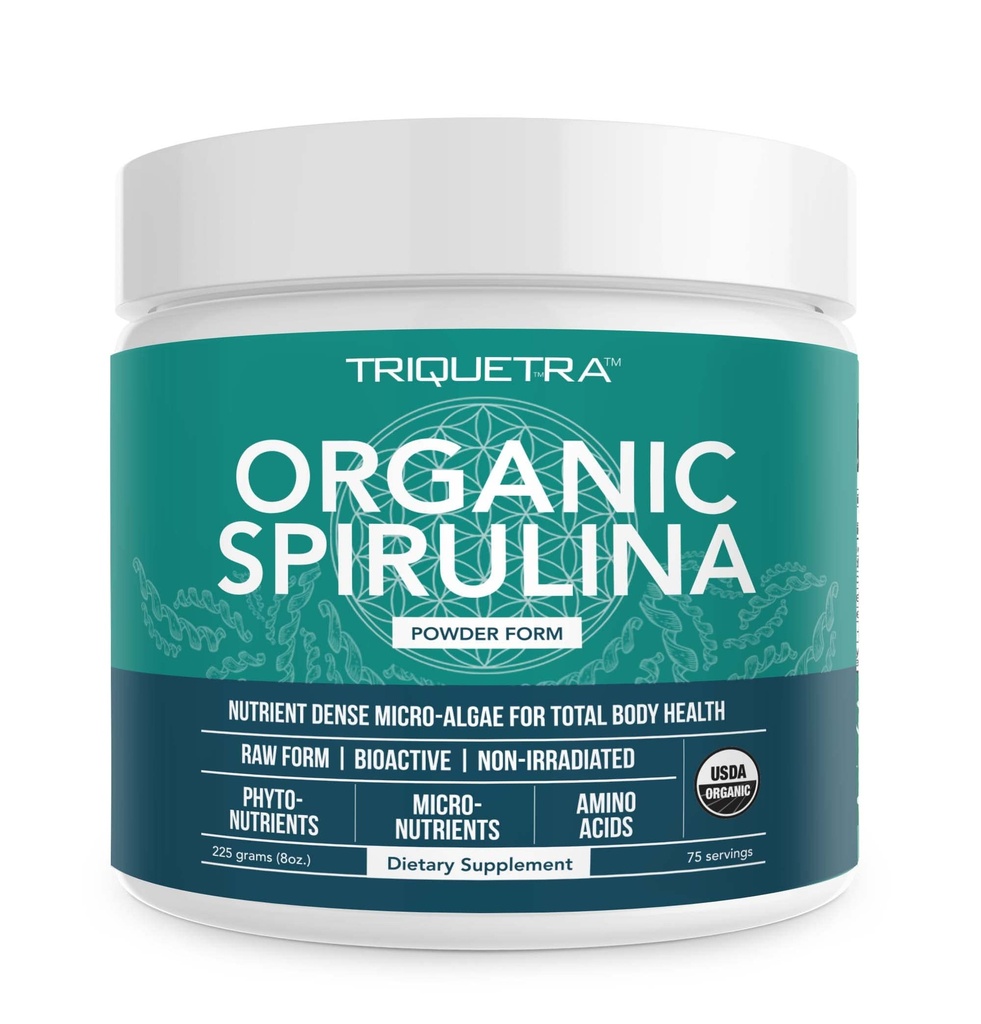 Organic Spirulina pulveris – izgatavots ar Parry® Spirulina, pazīstams ar Superior tīrību un uzturvielu blīvumu – Vegan lauksaimniecība – nepiesārņots – Zils-zaļš Aļģu Superfood Pielikums – 75 Servējumi – 8 oz