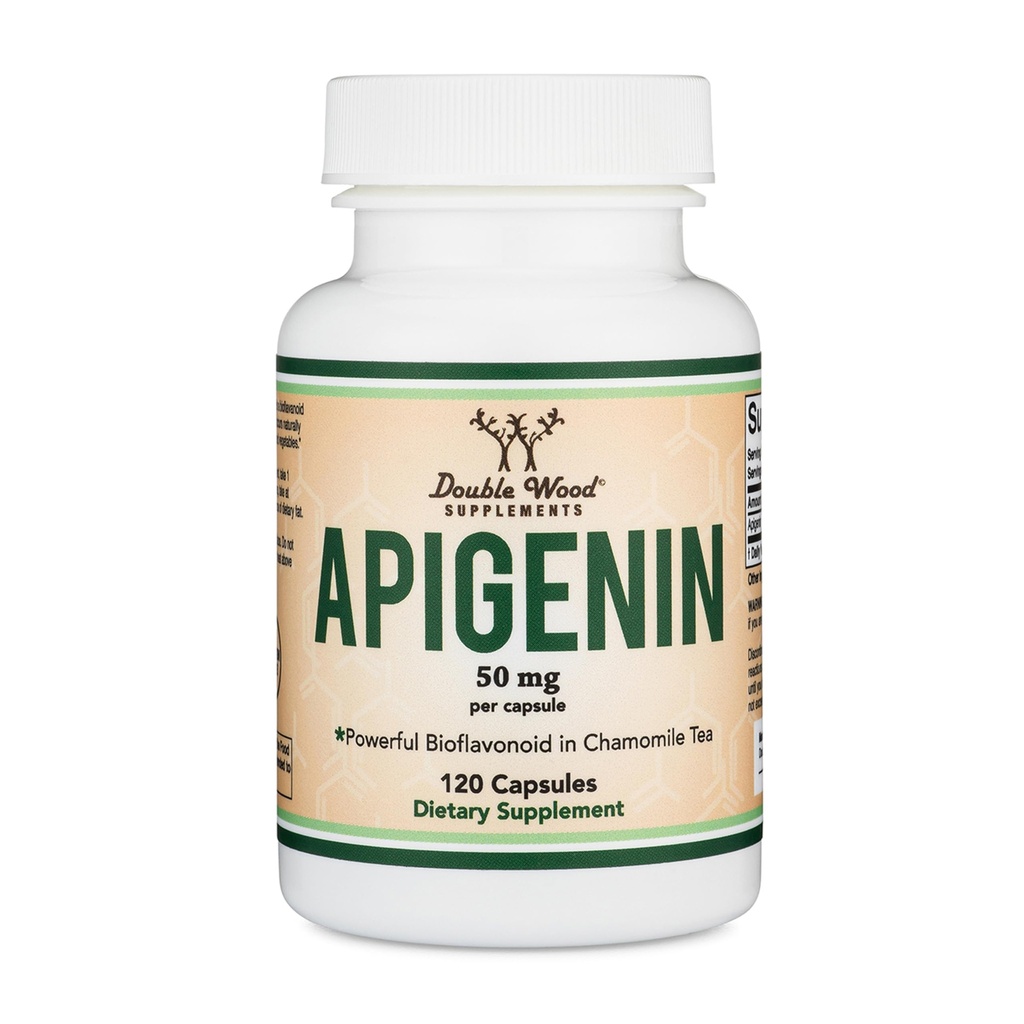 Apigenin Papildinājums - 50 mg uz kapsulas, 120 Skaits (powerful Bioflavenoid Atrasts kumelīšu tēja relaksācijas, miega, un Mood) Senolītiski Flavonols novecošanai (Bez Gluten) ar Double Wood