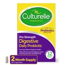 Culturelle Pro Strength Daily Probiotikas gremošanas veselībai (2 mēnešu piegādes) ar prebiotikas sievietēm un vīriešiem, atbalsta dažkārt caureja, gāzes un uzpūšanās, lipekļa un sojas bezmaksas, 60 Count
