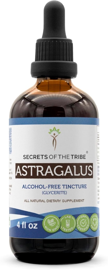 Tribe Astragalus Tincture šķidruma ekstrakta noslēpumi, Astragalus (Astragalus membranaceus) Kaltēta sakne (4 FL OZ)
