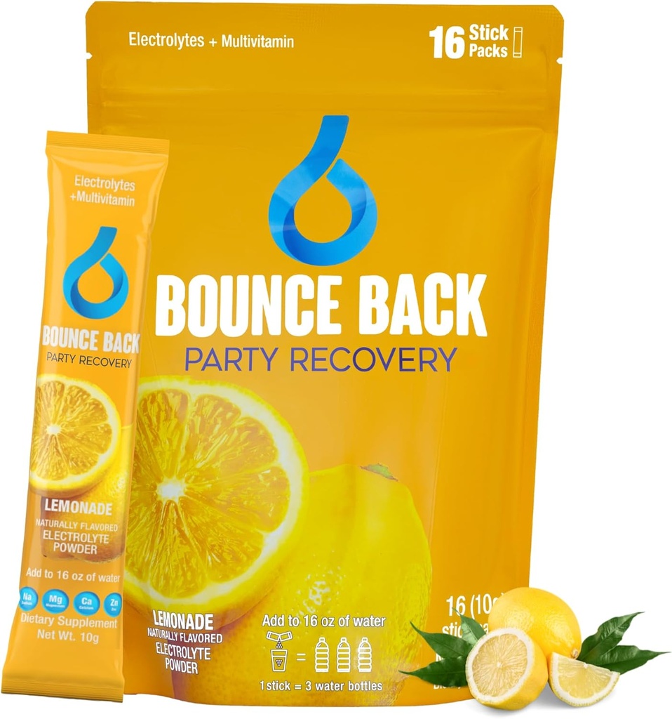 Lielība atpakaļ Pre un post Drinking Aknu atbalsts - Elektrolīti + Vitamīni un Minerālu Hidrēšanas Paketes - Ideāls Pēc nakts - Vacation un Travel Essential (16 Pack, Lemonade)