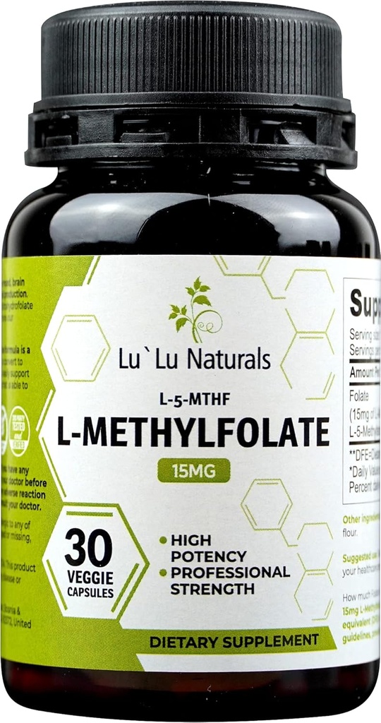 Lu'Lu naturals L Metilfolāts 15 mg aktivētais metilfolāts, folijskābe, 5 mf 30 Veggie Caps