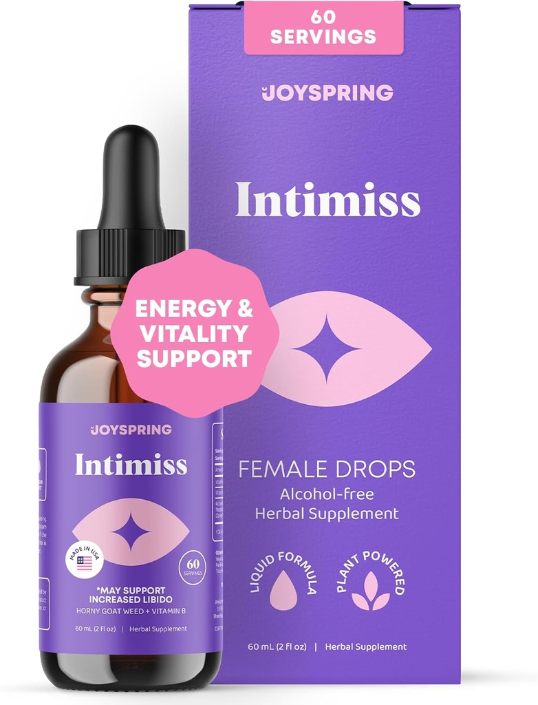 JoySpring Herbal Libido atbalsts sievietēm – Horny Kaza Weed un Ashwagandha šķidruma pilieni – Maca saknes, Grieķu, un sarkans žeņšeņs par labsajūtu un Vitality