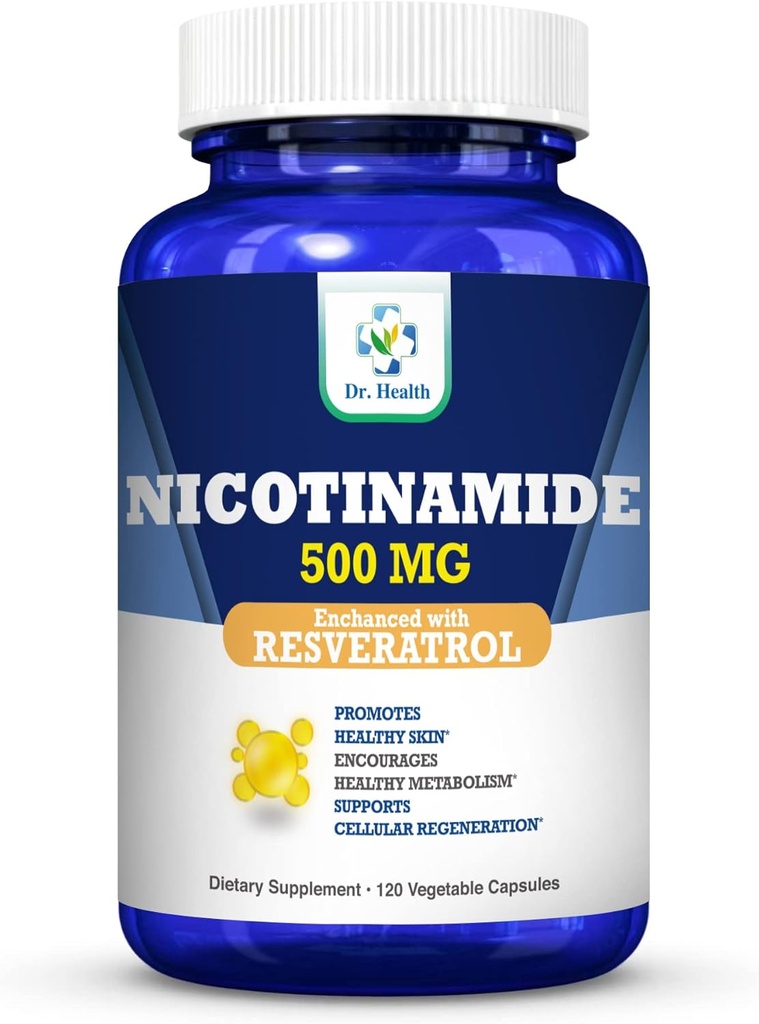nikotīnamīds 500mg Uzlabots w. Resveratrol 100mg 120 Veggie kapsulas līdz 4 mēnešiem Piedāvājums Vitamīns B3 w. Antioksidants Visas dabas uztura bagātinātāju atbalsts Celular Veselības enerģija un novecošanās Grafiski