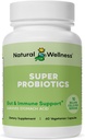 Natural Wellness Super Probiotic + Prebiotic Blend – 10 miljardu KVV ar 8 celmiem – Probiotikas sievietēm un vīriešiem gremošanas veselību, Gut līdzsvars un imūno atbalstu – ne-GMO, 30 dienu piegādes