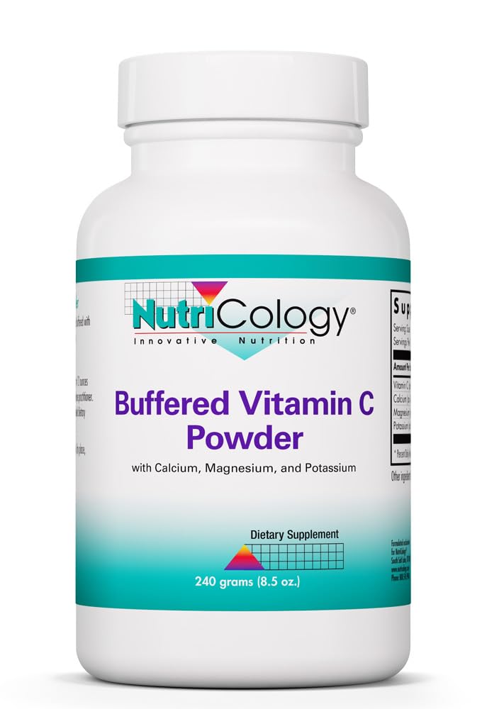 Nutricology Bufered C vitamīna pulveris - kalcijs, magnijs, kālijs, askorbīnskābe, zarnu tolerance, augsta tīrība, augsta deva, kalcija karbonāts - 8,5 Oz