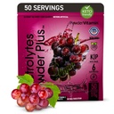 Pulveris Vitamīna elektrolītu pulveris Plus (50 Servē) Vīnogu elektrolītu pulveris Zero Calorie Keto, 0 Cukurs, Nē Maltodekstrīns, 1000mg Kālija,120mg Kalcijs,120mg Magnijs, hidrācija Pulveris