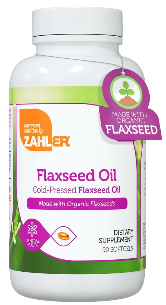 Zahler Organic Linsēklu eļļa - 1000mg Softgels - Organic Omega 3 ALA Papildinājums - Kosher Non-GMO Gluten Bezmaksas Veģetārs-Draudzīgs Linsēklas (90 Skaits)