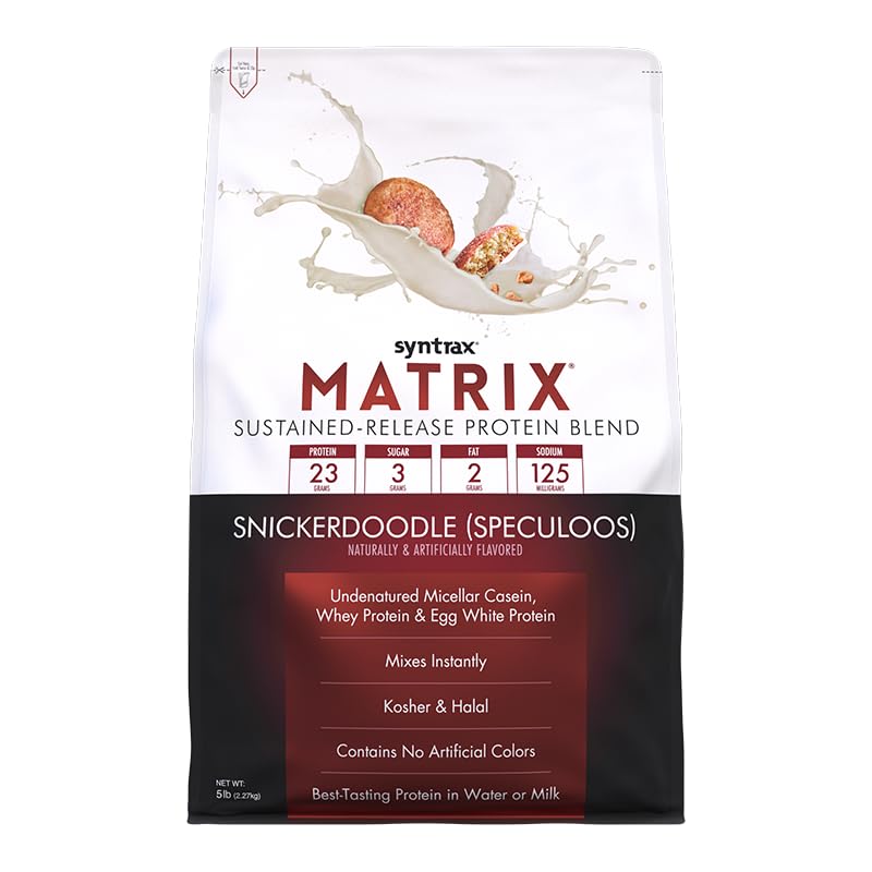 Syntrax Nutrition Matrix, ilgstoša atlaišana Olbaltumvielas Blend, Snickerdoodle ar Real Cookie gabali 5 mārciņas.