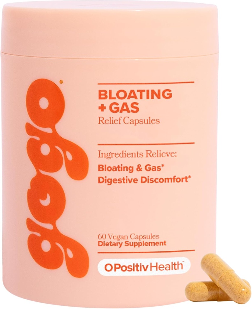 O Positiv GOGO Uzpūšanās & Gāzu Gremošanas Reliefs - Gremošanas Fermenti uzpūšanās Reliefs & Ūdens aizture - Gāzes Reliefs Papildinājumi ar Bromelain, Ingvera saknes, & Piena Thistle - 30 Kalpojumi (1. komplekts)