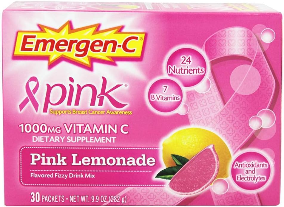 Emergen-C 1000mg C vitamīna pulveris ikdienas imūnā atbalsta kofeīns bezmaksas C vitamīna piedevas ar cinku un mangānu, B vitamīni un elektrolīti, Super Orange Flavor - 30 Count