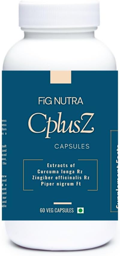 FiG Nutra CPlusZ: augstas potences kurkumīns ar melnajiem pipariem un ingveru ekstraktiem – Uzlabota formula kopīgu un vielmaiņu un antioksidantu atbalsts – 60 Veg Caps