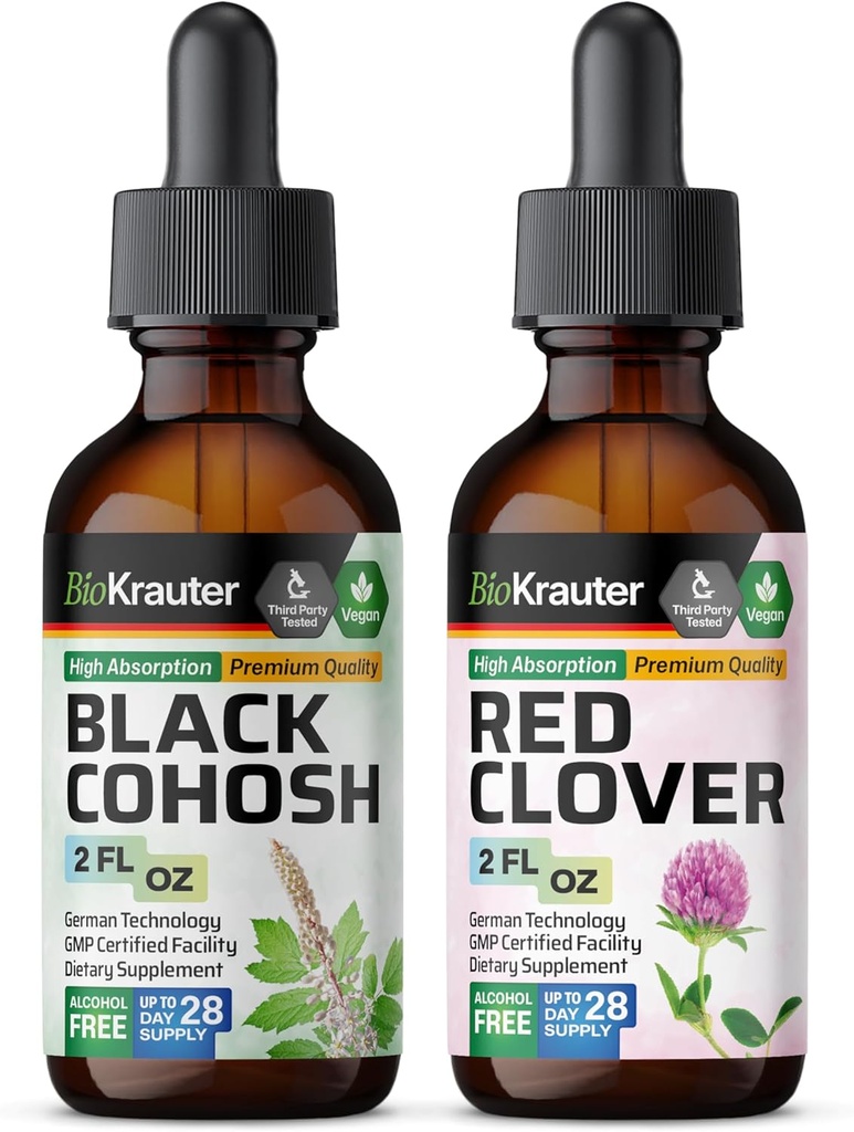 BIO KRATER Black Cohosh Tincture 2 Fl. Oz. & Red Clover Tincture 2 Fl. Oz.