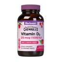 Bluebonnet Nutrition EarthSweet vitamīns D3 1000IU - Kaulu un imūnās atbalsta papildinājums - Aveņu košļājamā D vitamīna papildinājums sievietēm un vīriešiem - bez sojas, bez lipekļa, bez GMO - 90 tabletes